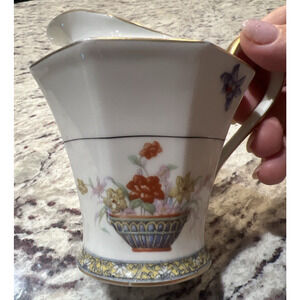 Antique Haviland Creamer Pitcher Limoges Coromandel Floral French China‎ Gold